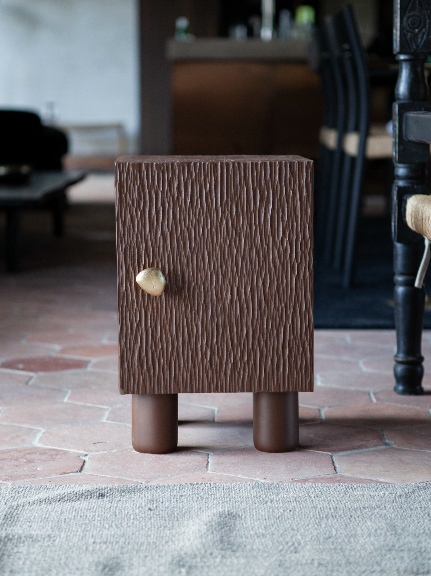 Bedside Cabinet - Brown Stained Oak