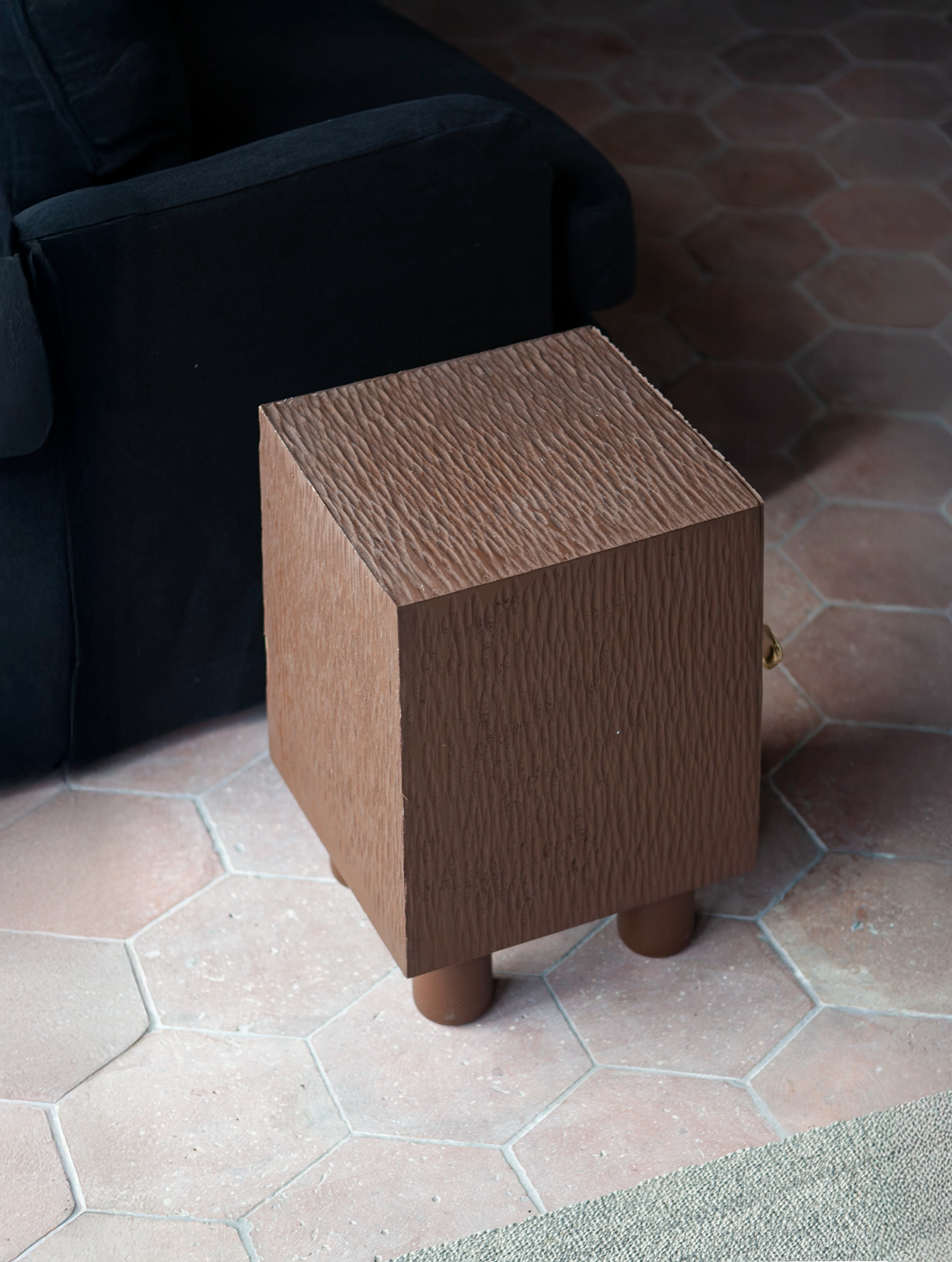 Bedside Cabinet - Brown Stained Oak