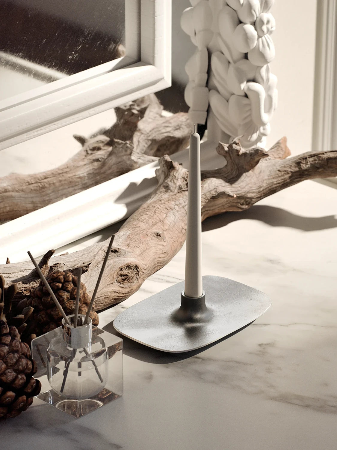 Candle holder - Textured Aluminium