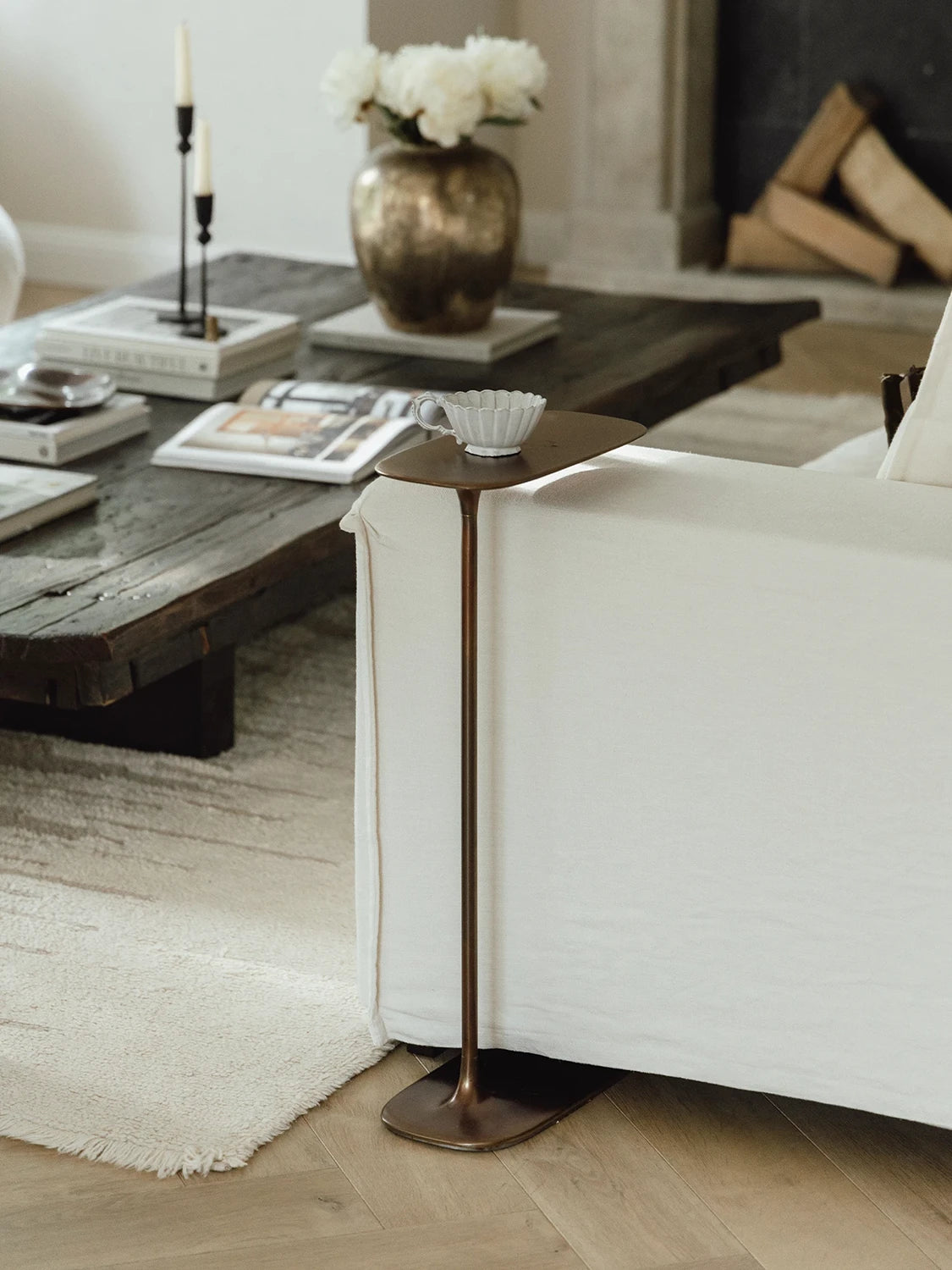 Tall Side Table - Aged Brass
