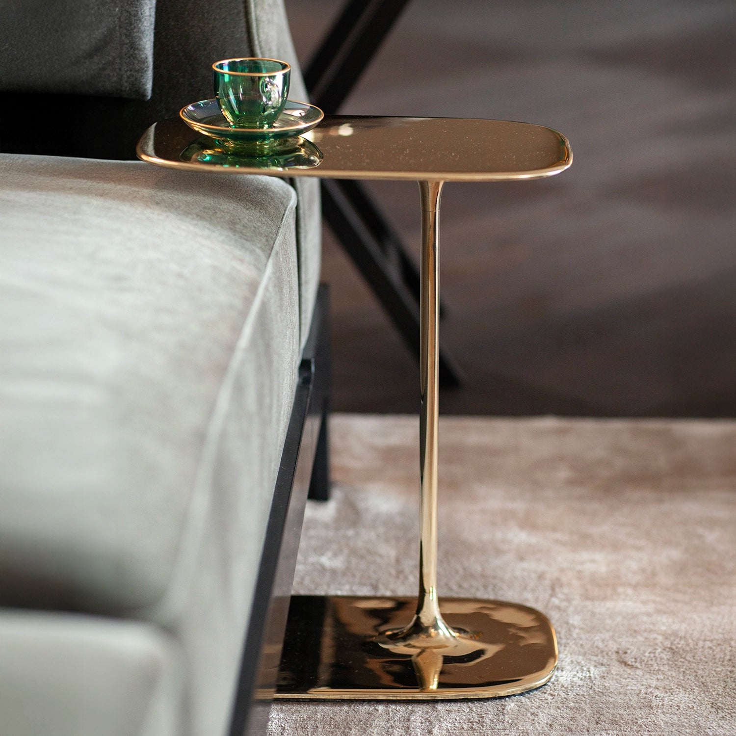 Low Side Table - Polished Brass