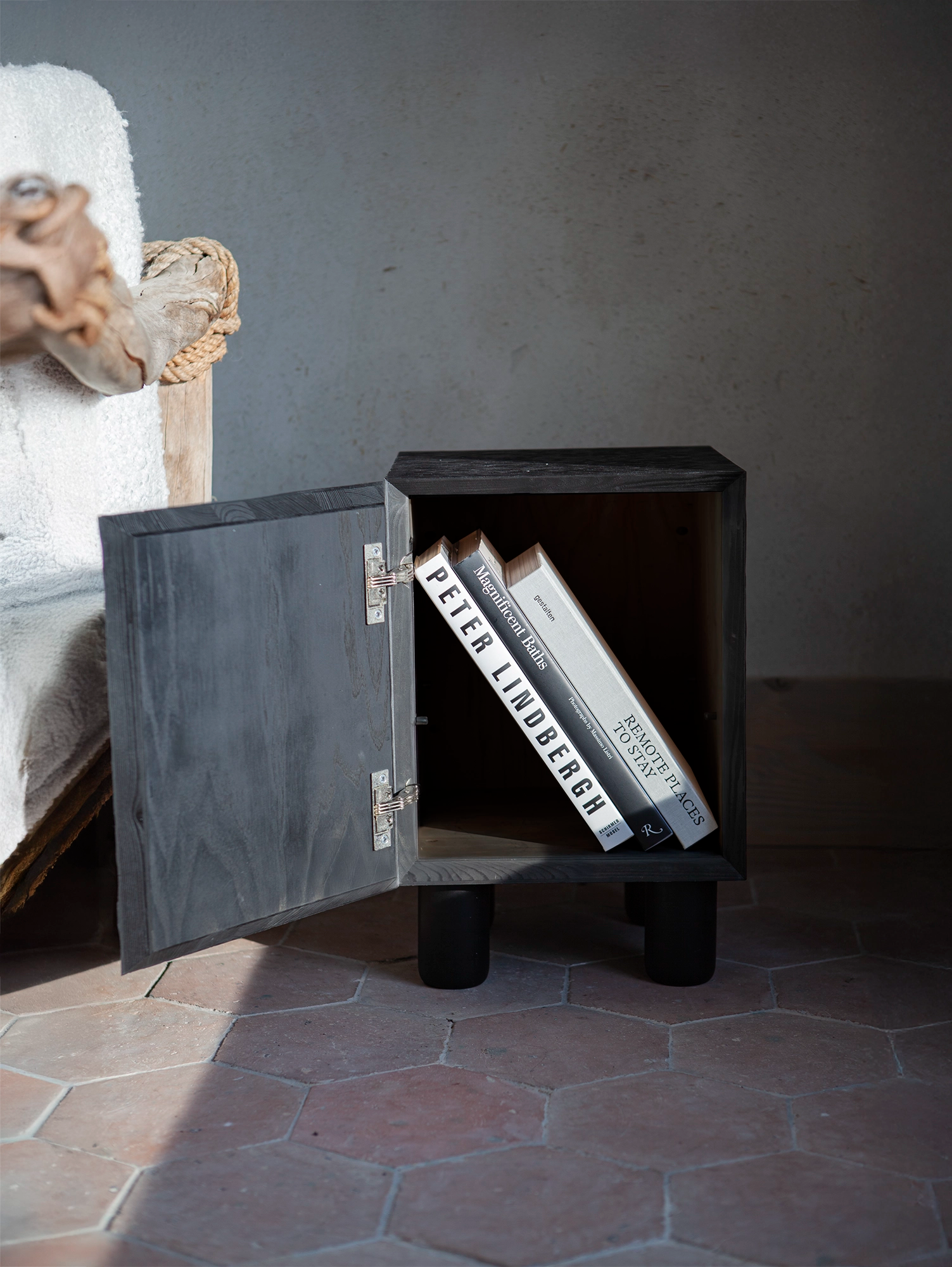 Bedside Cabinet - Black Stained Oak