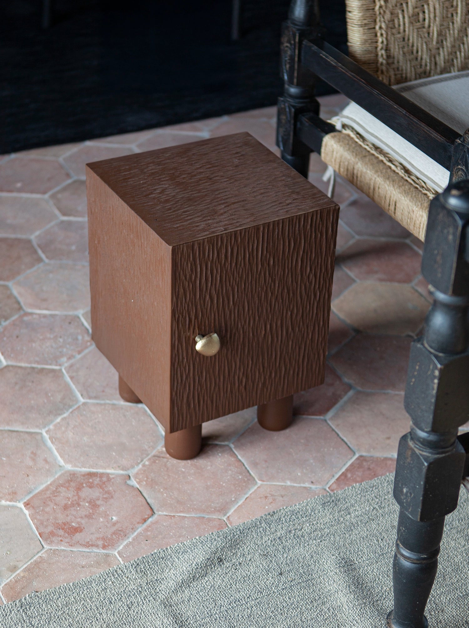 Bedside Cabinet - Brown Stained Oak