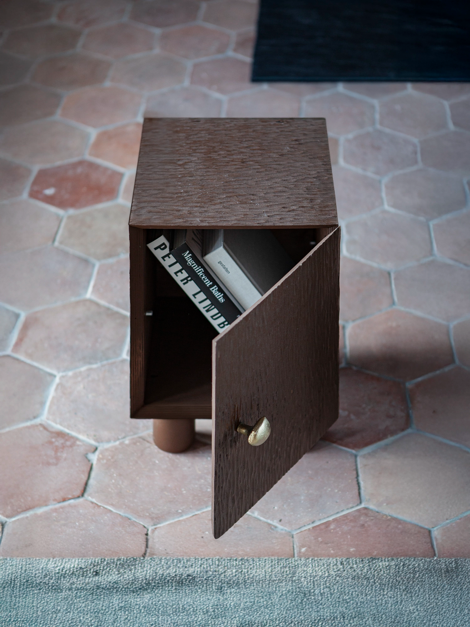 Bedside Cabinet - Brown Stained Oak