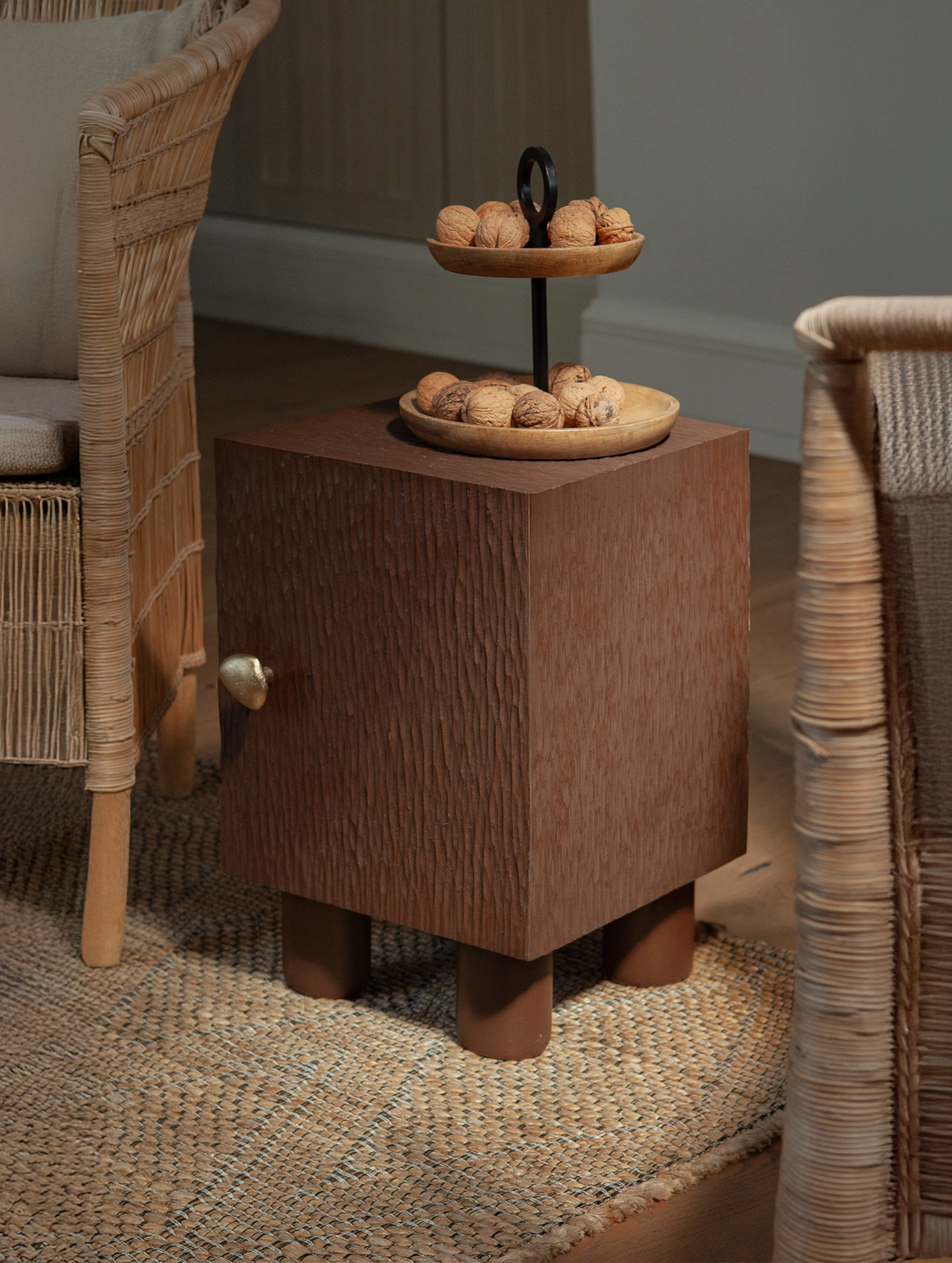 Bedside Cabinet - Brown Stained Oak