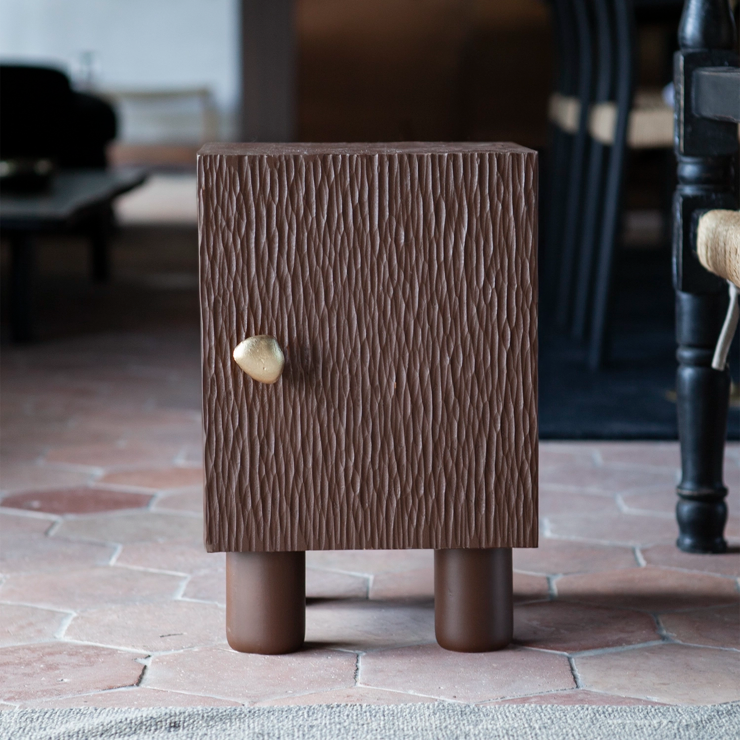 Bedside Cabinet - Brown Stained Oak