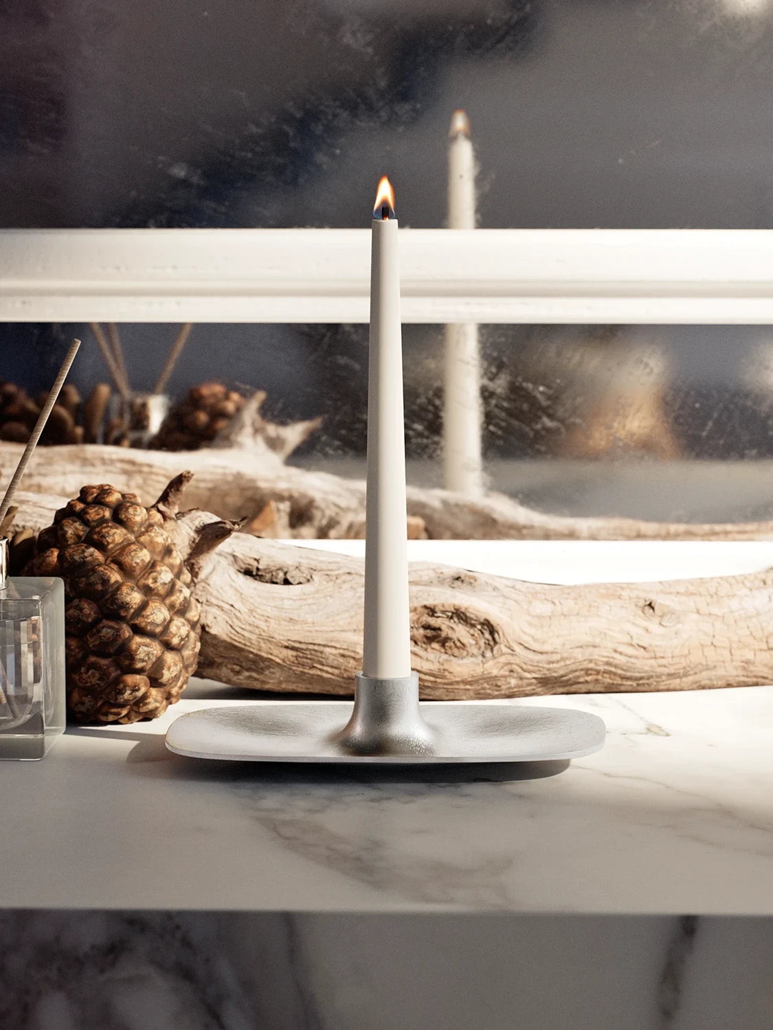 Candle holder - Textured Aluminium
