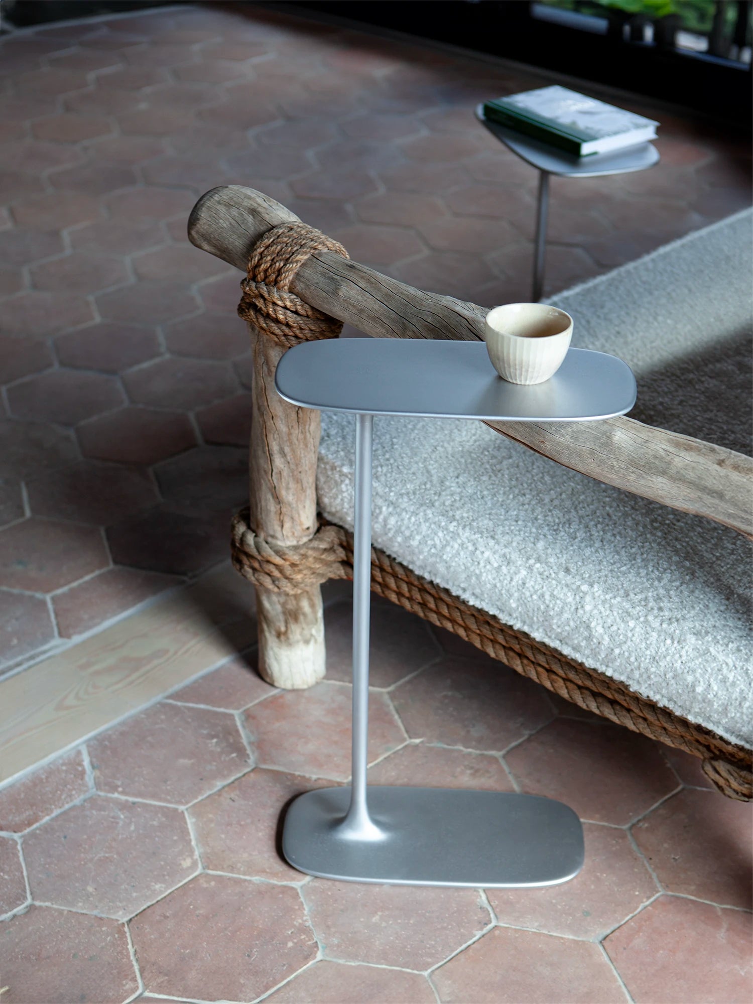 Tall Side Table - Brushed Aluminium