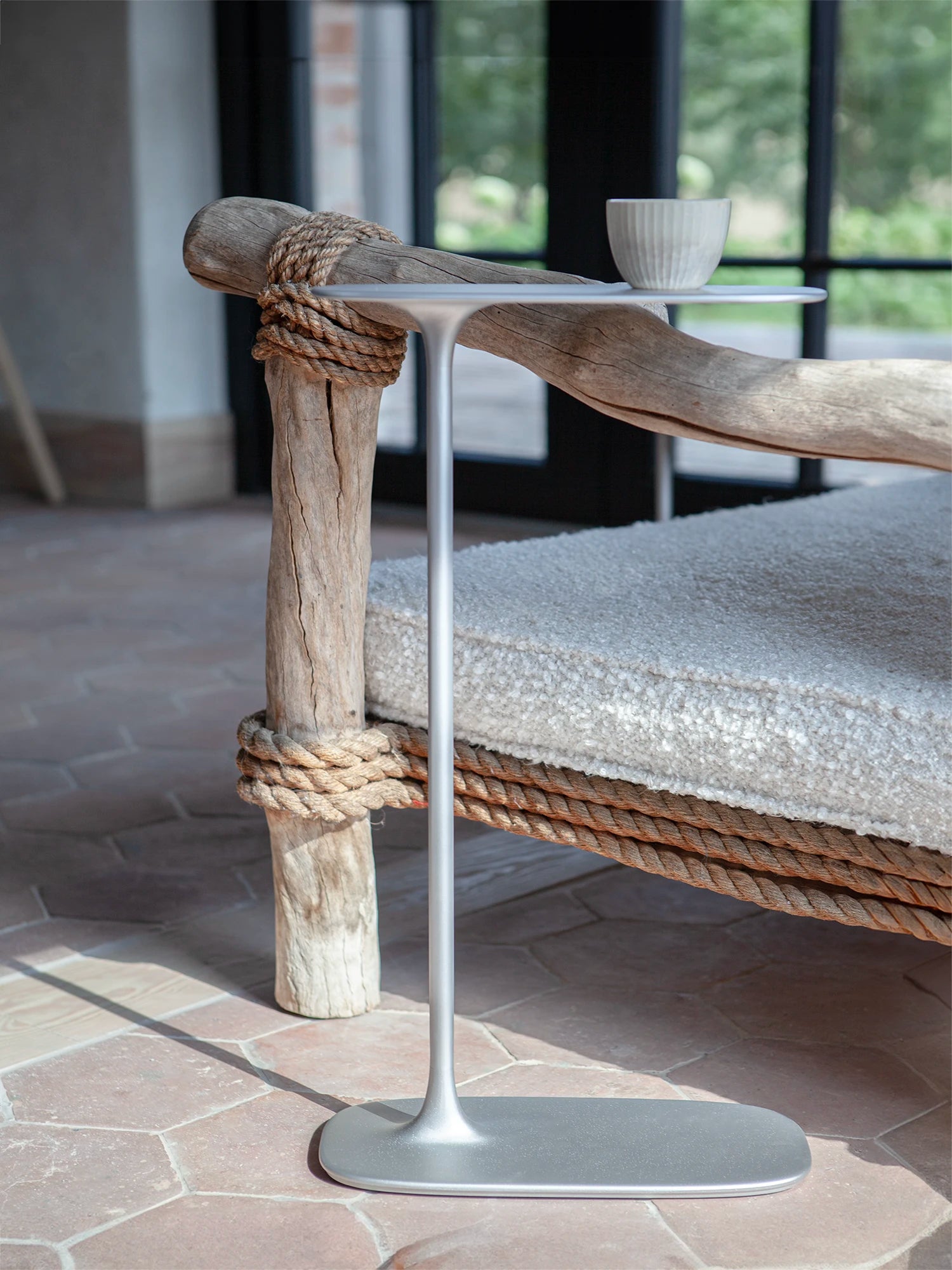 Tall Side Table - Brushed Aluminium
