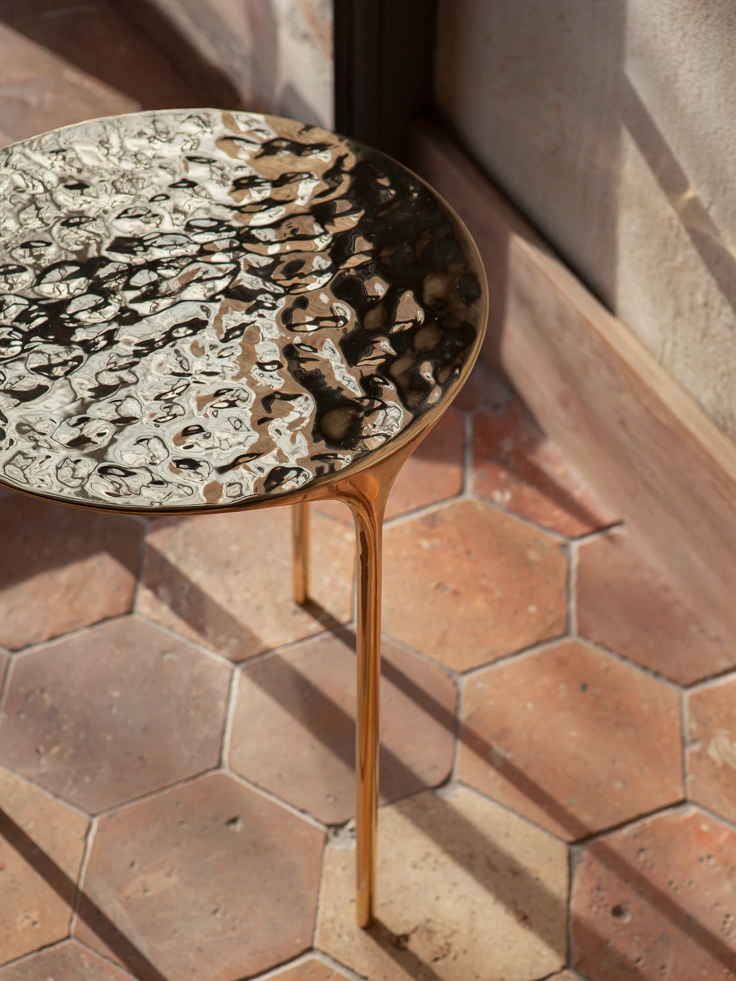 Coffee Table - Rippled Brass