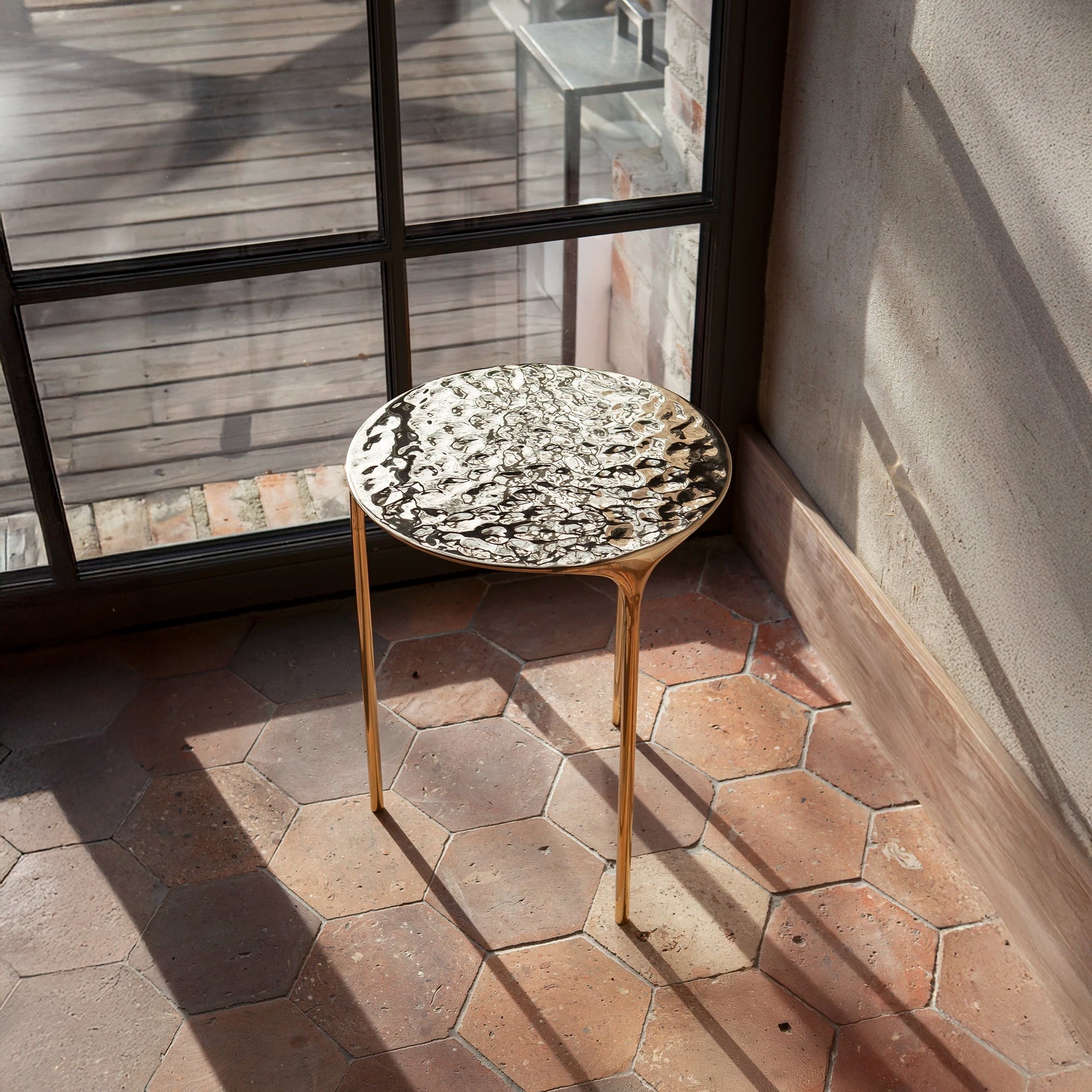 Coffee Table - Rippled Brass